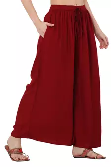 PAVONINE Maroon Color Rayon Fabric Jumbo pant