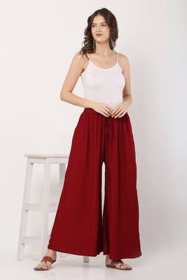 PAVONINE Maroon Color Rayon Fabric Jumbo pant 4