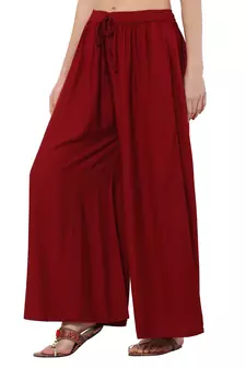 PAVONINE Maroon Color Rayon Fabric Jumbo pant