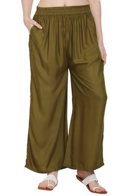 PAVONINE Mehandi Color Rayon Fabric Jumbo pant 1
