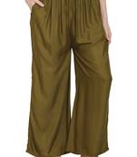 PAVONINE Mehandi Color Rayon Fabric Jumbo pant