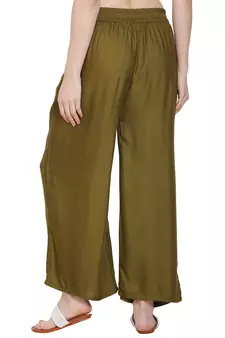 PAVONINE Mehandi Color Rayon Fabric Jumbo pant