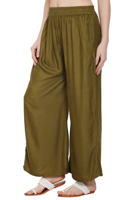 PAVONINE Mehandi Color Rayon Fabric Jumbo pant 3