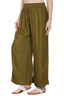 PAVONINE Mehandi Color Rayon Fabric Jumbo pant