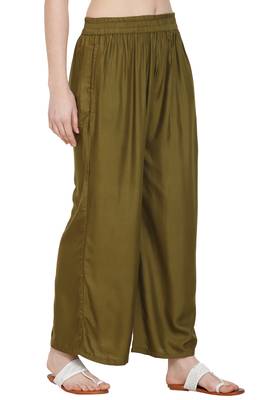 PAVONINE Mehandi Color Rayon Fabric Jumbo pant 5