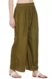 PAVONINE Mehandi Color Rayon Fabric Jumbo pant