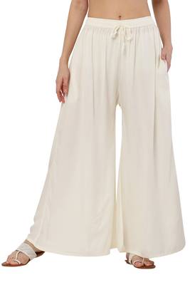 PAVONINE Off White Color Rayon Fabric Jumbo pant 1