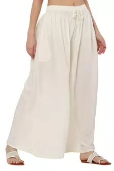 PAVONINE Off White Color Rayon Fabric Jumbo pant