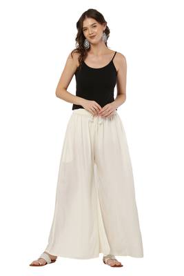PAVONINE Off White Color Rayon Fabric Jumbo pant 4