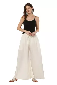 PAVONINE Off White Color Rayon Fabric Jumbo pant