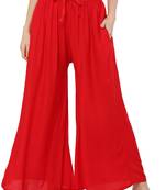 PAVONINE Red Color Rayon Fabric Jumbo pant