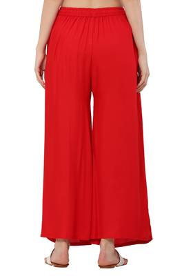 PAVONINE Red Color Rayon Fabric Jumbo pant 2