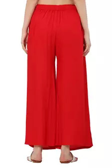 PAVONINE Red Color Rayon Fabric Jumbo pant