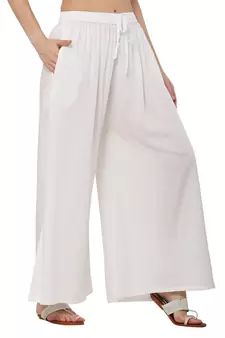 PAVONINE White Color Rayon Fabric Jumbo pant