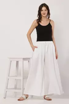 PAVONINE White Color Rayon Fabric Jumbo pant