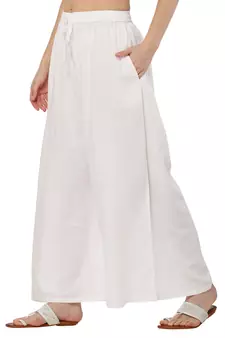 PAVONINE White Color Rayon Fabric Jumbo pant