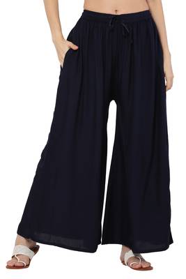 PAVONINE Navy Blue Color Rayon Fabric Jumbo pant 1