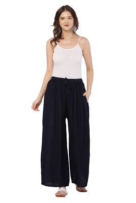 PAVONINE Navy Blue Color Rayon Fabric Jumbo pant 4