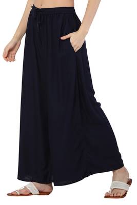 PAVONINE Navy Blue Color Rayon Fabric Jumbo pant 5