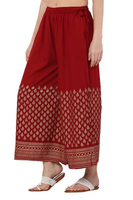 PAVONINE Maroon Color Minar Half Golden Print pant 5