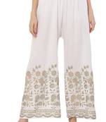 PAVONINE White Color Floral Half Golden Print pant