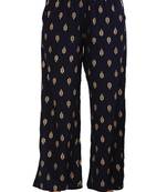 PAVONINE Black Color Full Golden Leaf Print Palazzo Pant