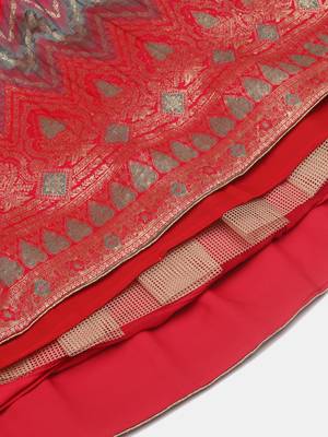 Pink & Grey  Platted  Semi Stitched Lehenga & unstitched Blouse With Dupatta set 6