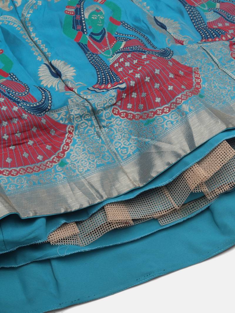 Sky Blue Jacquard Zari Woven Work Semi Stitched Lehenga Choli With Dupatta