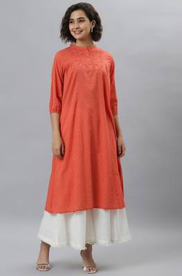 Janasya Orange embroidered cotton kurtas-and-kurtis 3