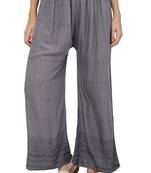 PAVONINE Grey Color Half Schiffli Chikankari Rayon Fabric pant