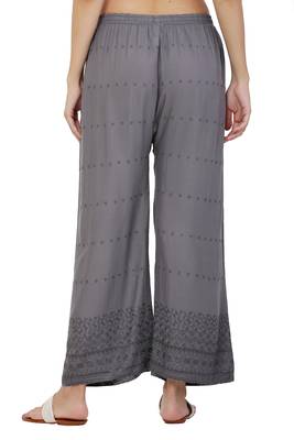 PAVONINE Grey Color Half Schiffli Chikankari Rayon Fabric pant 2