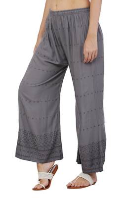PAVONINE Grey Color Half Schiffli Chikankari Rayon Fabric pant 3