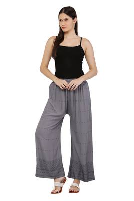 PAVONINE Grey Color Half Schiffli Chikankari Rayon Fabric pant 4