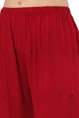 PAVONINE Maroon Color Half Schiffli Chikankari Rayon Fabric pant 5