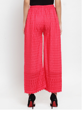 PAVONINE Gajri Color Full Chikankari Rayon Fabric pant 2