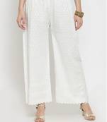 PAVONINE Off White Color Full Chikankari Rayon Fabric pant