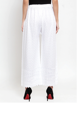 PAVONINE White Color Full Chikankari Rayon Fabric pant 2