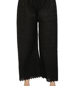 PAVONINE Black Color Half Schiffli Chikankari Cotton Fabric Palazzo