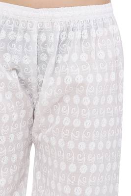 PAVONINE White Color Full Chikankari Cotton Fabric Palazzo 5