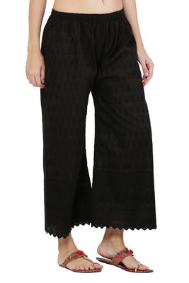 PAVONINE Black Color Full Chikankari Cotton Fabric pant 3