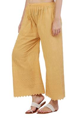 PAVONINE Beige Color Full Chikankari Cotton Fabric pant 3