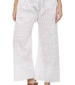 PAVONINE White Color Full Chikankari Cotton Fabric pant