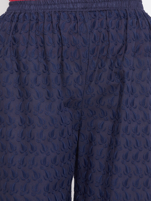PAVONINE Navy Blue Color Full Chikankari Cotton Fabric pant 5