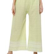 PAVONINE Lemon Color Full Thread Chikankari Cotton Fabric Palazzo