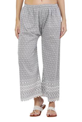 PAVONINE Grey Color Full Thread Chikankari Cotton Fabric pant 1