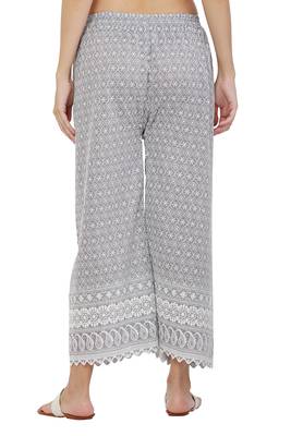 PAVONINE Grey Color Full Thread Chikankari Cotton Fabric pant 2