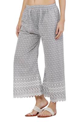 PAVONINE Grey Color Full Thread Chikankari Cotton Fabric pant 3