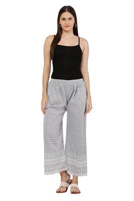 PAVONINE Grey Color Full Thread Chikankari Cotton Fabric pant 4