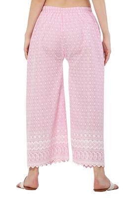 PAVONINE Pink Color Full Thread Chikankari Cotton Fabric pant 2