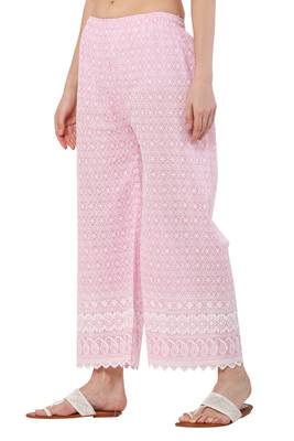 PAVONINE Pink Color Full Thread Chikankari Cotton Fabric pant 3